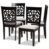 Baxton Studio Jackson Modern and Contemporary Grey Fabric Upholstered and Espresso Brown Finished Wood 4-Piece Dining Chair Set